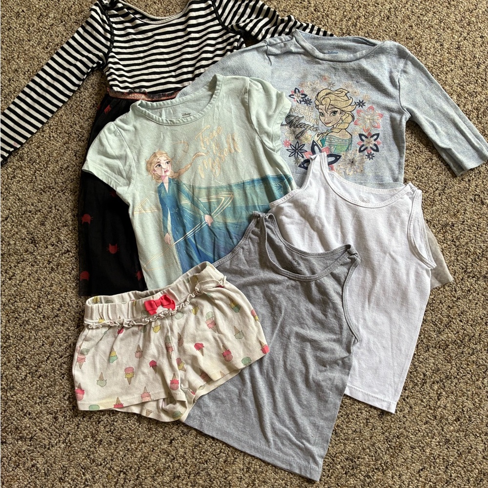Disney Frozen Girls' Tops & Tanks Set - Light Blue, Gray, White, Cream, Black